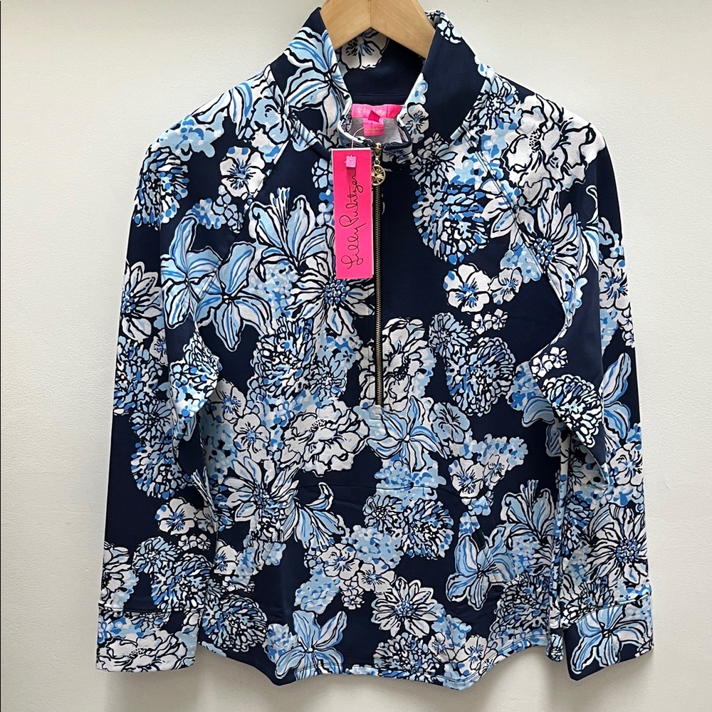 NWT Lilly Pulitzer Skipper Popover UPF 50+ Low Tide Navy Bouquet All Day - Picture 12 of 12